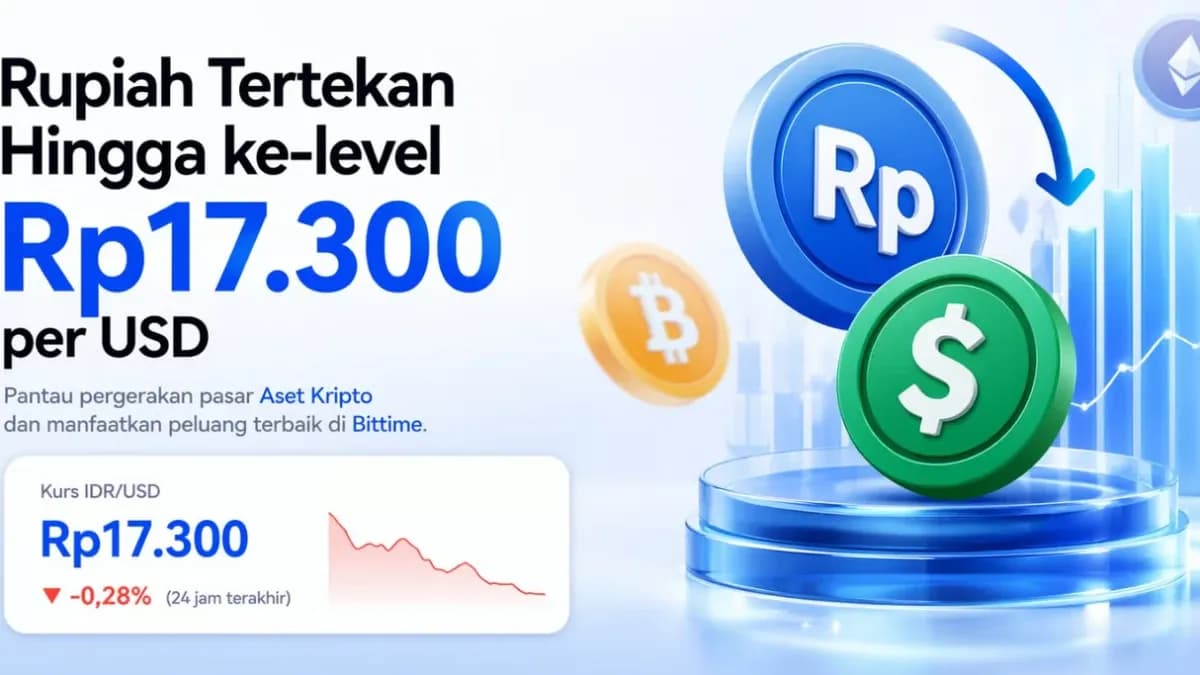 Rupiah Kembali Tertekan Ke-level Terendah Rp17.300 per Dolar AS, Trading Volume $USDT dan $BTC di Bittime Melonjak dalam 24 Jam