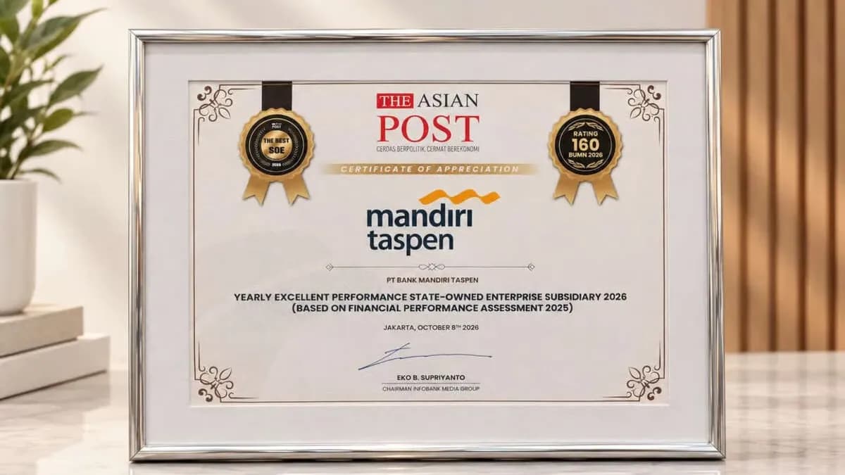 Kinerja 2025 Diakui, Bank Mandiri Taspen Raih Yearly Excellent Performance 2026